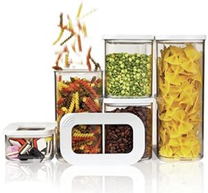 mepal modula 5 piece food storage box set for cereal or pasta with 3 transparent lids, airtight, bpa free, 1 set