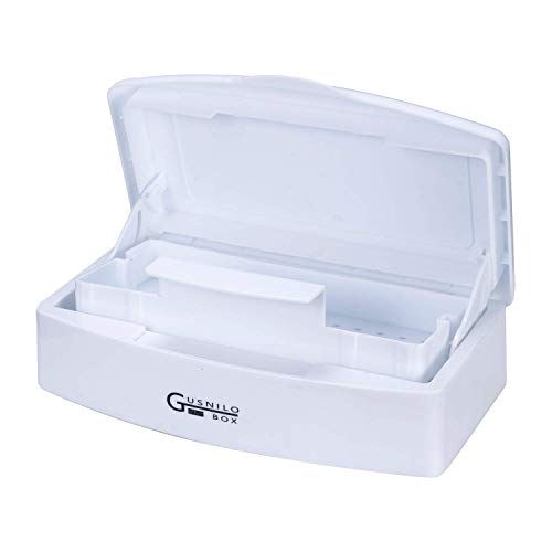 Gusnilo Nail Art Tools, Plastic Storage Box for Nail Tools,Manicure Tool, Tweezers, Hair Salon, Spa and Trimmer Manicure Equipment (1 piece, White)