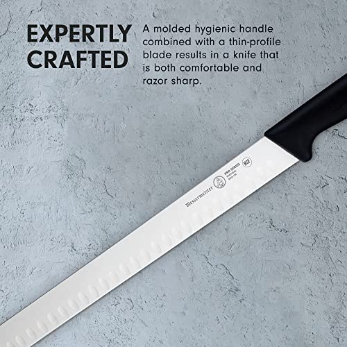 Messermeister Pro Series 12” Round-Tip Kullenschliff Slicer Knife - German X50 Stainless Steel & NSF-Approved PolyFibre Handle - 15-Degree Edge, Rust Resistant & Easy to Maintain - Made in Portugal