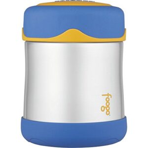 thermos foogo vacuum insulated stainless steel 10-ounce food jar, blue/yellow (b3000bl002)
