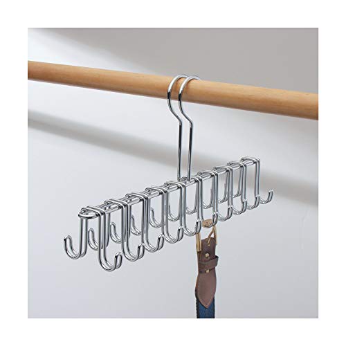 iDesign Classico Metal Tie Hanger, Hanging Closet Organization Storage Holder for Belts, Men's Ties, Women's Shawls, Pashminas, Scarves, Clothing, Accessories, Horizontal Rack