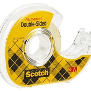 Scotch Double Sided Tape, 1/2 in x 500 in, 6 Dispensered Rolls (6137H-2PC-MP)