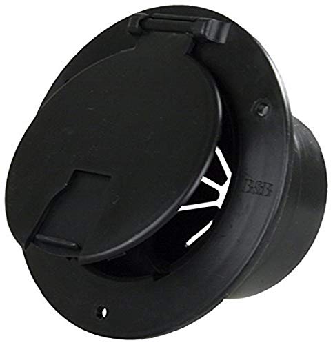 JR Products 541-3-A Black Deluxe Round Electric Cable Hatch with Back