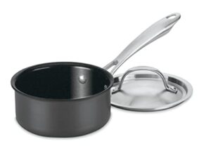 cuisinart gg19-14 greengourmet hard-anodized nonstick 1-quart saucepan with cover, black/stainless