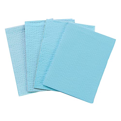 Avalon Papers Bibs/Towels, Blue, 13" x 18" (Pack of 500) - Waffle Embossed - 2-Ply Tissue - Poly Back Dental Bib to Prevent Leak Through - Dental Consumables (1053)