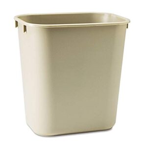 rubbermaid commercial 295500bg deskside plastic wastebasket rectangular 3 1/2 gal beige