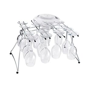 oenophilia fusion stemware wine decanter drying and storage rack – 16 wine glass rack and holder, foldable