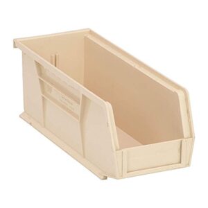 quantum qus224 plastic storage stacking 10-inch by 4-inch by 4-inch ultra bin, ivory, case of 12
