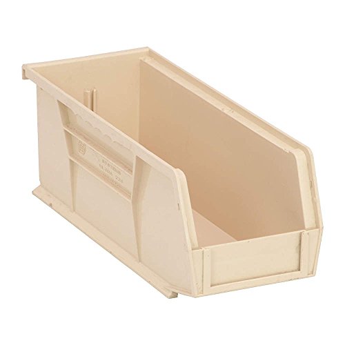 Quantum QUS224 Plastic Storage Stacking 10-Inch by 4-Inch by 4-Inch Ultra Bin, Ivory, Case of 12