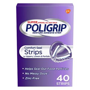 super poligrip comfort seal denture and partials adhesive strips, 40 count (pack of 4)