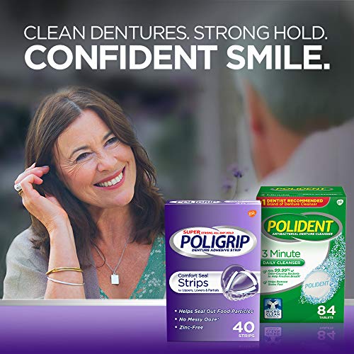 Super Poligrip Comfort Seal Denture and Partials Adhesive Strips, 40 Count (Pack of 4)