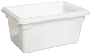rubbermaid commercial products food tote/box, 5-gallon, white, freezer/dishwasher safe, food stroage/organization for fruits/vegetables/grains in bar/restaurant/hotel/home