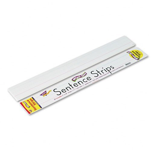 Trend : Wipe-Off Sentence Strips, 24 x 3, White, 30/Pack -:- Sold as 1 PK