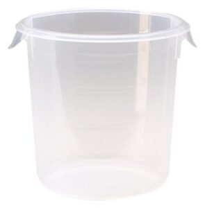 rubbermaid commercial products plastic round food storage container for kitchen/food prep/storing, 4 quart, clear, container only (fg572124clr)