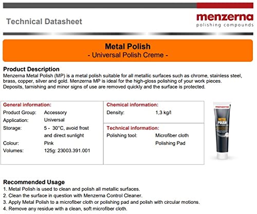 menzerna M-PPC-T Metal Polishing Cream, 12 fl. oz, 1 Pack