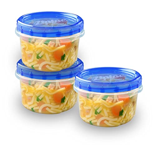 Ziploc Twist N Loc Food Storage Meal Prep Containers Reusable for Kitchen Organization, Dishwasher Safe, Small Round, 3 Count