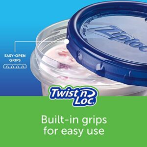 Ziploc Twist N Loc Food Storage Meal Prep Containers Reusable for Kitchen Organization, Dishwasher Safe, Small Round, 3 Count