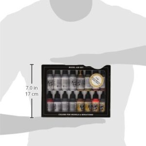 Vallejo Metallic Set Model Air Paint, 17ml, 16-Pack