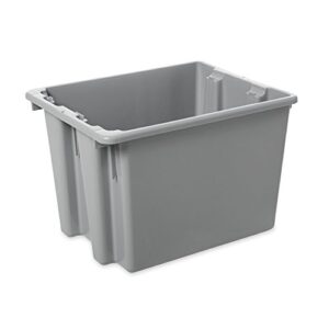 rubbermaid commercial products palletote storage stack and nest box, 2 cu. ft, gray tote/container bin for garage/laundry/office/restaurant/retail storage