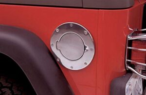 rampage fuel door cover | billet style, aluminum, chrome | 75001 | fits 2007 – 2018 jeep wrangler jk