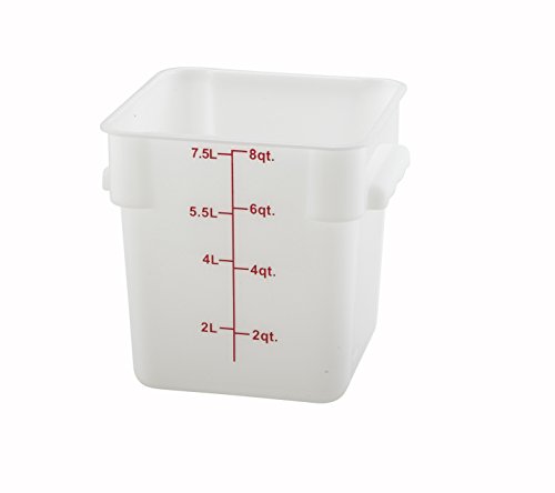 Winco Square Storage Container, 8-Quart, White