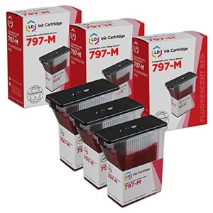 ld compatible ink cartridge replacement for pitney bowes 797-m (fluorescent red, 3-pack)
