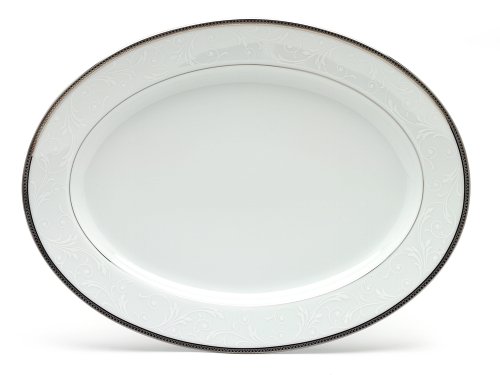 Noritake Regina Platinum Oval Platter, 14-inches, White