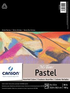 canson mi-teintes pastel pad, assorted colors 9″x12″ fold over (100510864) , white