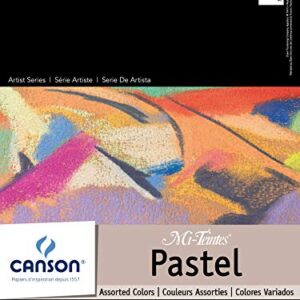 CANSON Mi-Teintes Pastel Pad, Assorted Colors 9"X12" Fold Over (100510864) , White