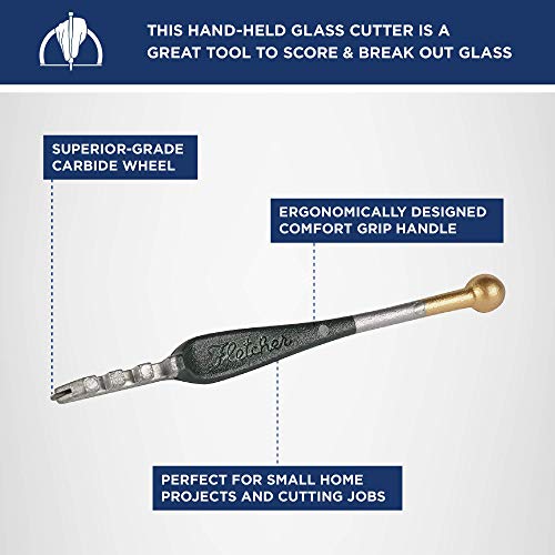 Fletcher-Terry Gold-Tip Handheld Glass Cutter, Cutting Tool (Carbide)