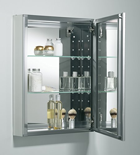 Kohler CB-CLW2026SS CLW Flat 20" W x 26" H Aluminum Single Medicine Cabinet with Decorative Silver Framed Mirrored Door, Red