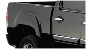bushwacker 40082-02 black oe-style smooth finish rear fender flares for 2007-2013 sierra 1500; 2007-2014 sierra 2500 hd