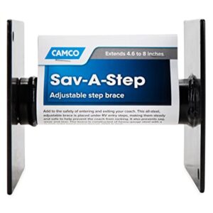 Camco RV Save-A-Step Brace | Stabilizes RV Steps and Helps Stop RV Movement | Protects RV Steps from Sag and Wear | Adjusts from 4-5/8"-8" , (43681)