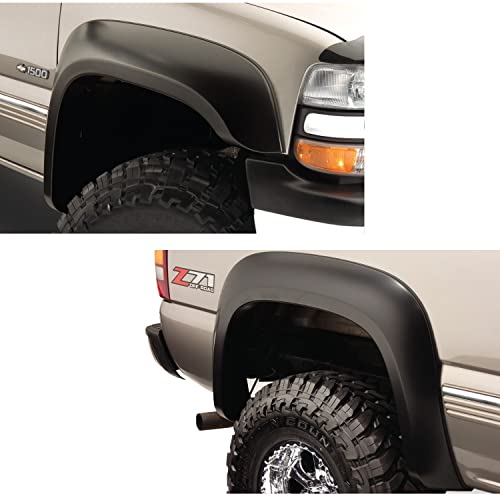 Bushwacker Extend-A-Fender Extended Front & Rear Fender Flares | 4-Piece Set, Black, Smooth Finish | 40945-02 | Fits 1999-2007 Chevrolet/GMC Silverado & Sierra Trucks (Check Application Guide)