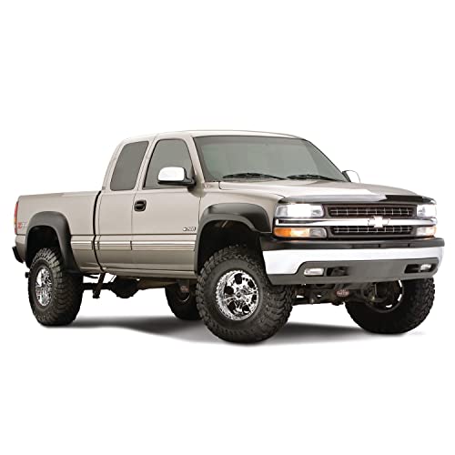 Bushwacker Extend-A-Fender Extended Front & Rear Fender Flares | 4-Piece Set, Black, Smooth Finish | 40945-02 | Fits 1999-2007 Chevrolet/GMC Silverado & Sierra Trucks (Check Application Guide)