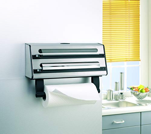 Emsa Triple Roll Dispenser Contura of Stainless Steel, Silver/Black