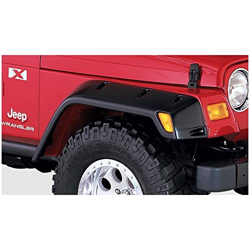 Bushwacker Pocket/Rivet Style Front Fender Flares | 2-Piece Set, Black, Smooth Finish | 10029-07 | Fits 1997-2006 Jeep Wrangler TJ