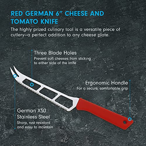 Messermeister German 6” Cheese & Tomato Knife, Red - Made in Solingen, Germany