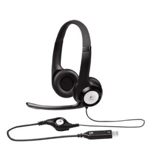 logitech h390 wired headset, stereo headphones with noise-cancelling microphone, usb, in-line controls, pc/mac/laptop – black