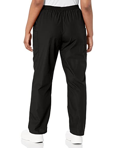 Cherokee Women's Size Workwear Elastic Waist Cargo Scrubs Pant, Black, Medium Tall