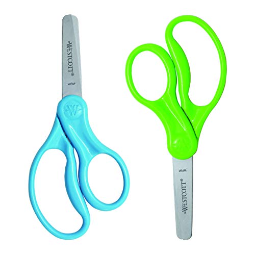 Westcott Scissors For Kids, 5" Blunt Safety Scissors, Assorted, 2 Count (Pack of 1) (13168)