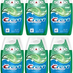 Crest Complete Whitening Plus Scope Multi-Benefit Fluoride Liquid Gel Toothpaste, Minty Fresh, 4.6 Ounce (Pack of 6)