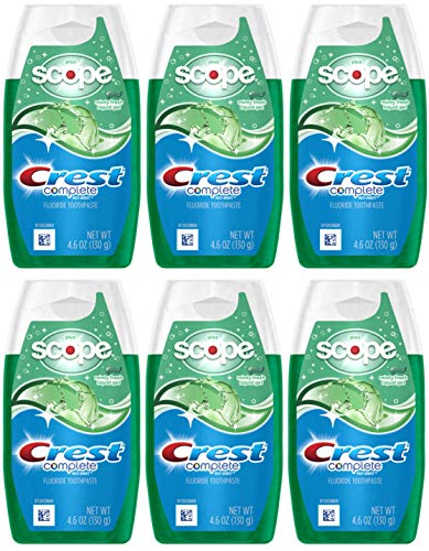 Crest Complete Whitening Plus Scope Multi-Benefit Fluoride Liquid Gel Toothpaste, Minty Fresh, 4.6 Ounce (Pack of 6)