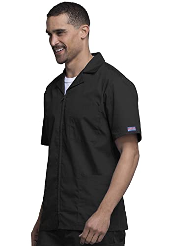 Cherokee Workwear Scrubs Men's Zip Front Jacket, Black, XX-Large