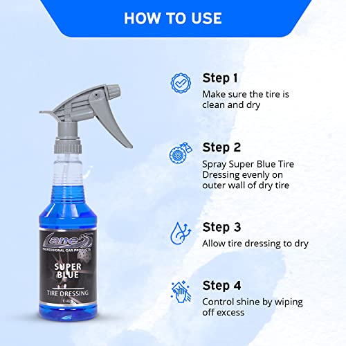 Lane’s Car Tire Shine Spray (16oz) for Long Lasting Extra Glossy Shine. An Easy to Use Protection from Cracks, Dullness & UV for Your Vehicle Tires