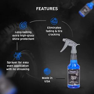 Lane’s Car Tire Shine Spray (16oz) for Long Lasting Extra Glossy Shine. An Easy to Use Protection from Cracks, Dullness & UV for Your Vehicle Tires