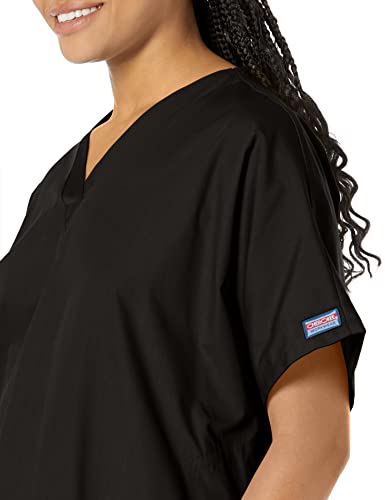 Cherokee womens V Neck medical scrubs shirts, Black, X-Large US