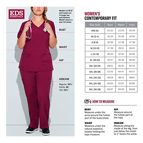 Dickies EDS Essentials Scrubs, V-Neck Womens Tops with Four-Way Stretch and Moisture Wicking DK615, M, Hot Pink