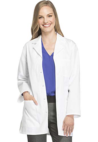 Cherokee Workwear womens Scrubs 32" Button Back Belt medical lab coats, White, Large US
