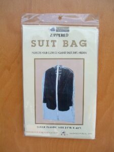 better home suit bag, zippered, clear plastic, 24″ x 40″